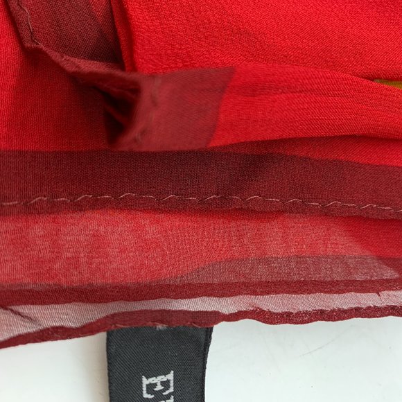 Ellen Tracy red floral sheer silk scarf approximately 21" x 22" - Picture 9 of 9